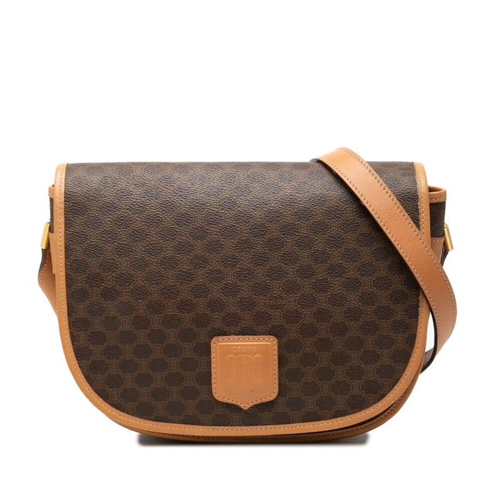 Celine Macadam Crossbody Shoulder Bag, Brown Leather, Women's CELINE